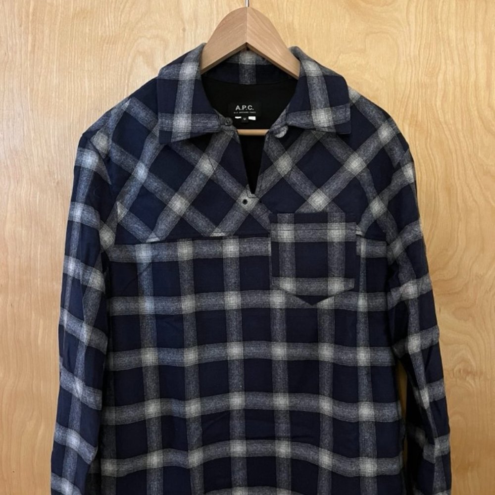 APC Flannel Quarter Button Collared Shirt Medium Vintage
